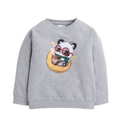 BUMZEE Boys Grey Melange & White Teddy Printed Sweatshirt-image-29