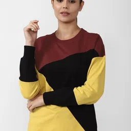 Van Heusen Woman  Maroon Colourblocked Sweatshirt-image-96