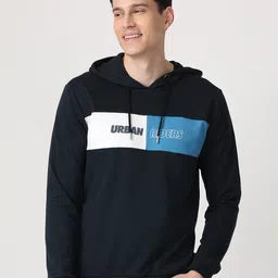 Lee Men Typography Colourblocked Hooded Sweatshirt-image-92