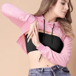 Divra Clothing Women Colourblocked Hooded Sweatshirt-image-57