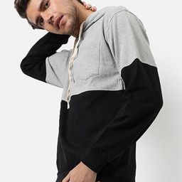 Campus Sutra Men Black Colourblocked Hooded Sweatshirt-image-97