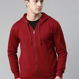 ADBUCKS Men Maroon Solid Hooded Sweatshirt-image-61