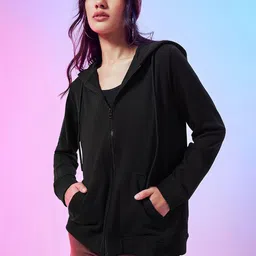 Bewakoof Women Black Solid Hooded Sweatshirt-picture-35