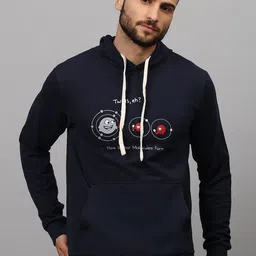 Campus Sutra Men Navy Blue Hooded Sweatshirt-picture-14