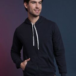 Campus Sutra Men Navy Blue Hooded Sweatshirt-image-96