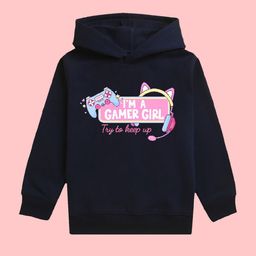 NUSYL Girls Gamer Graphic Printed Hooded Fleece Pullover Sweatshirt-image-61