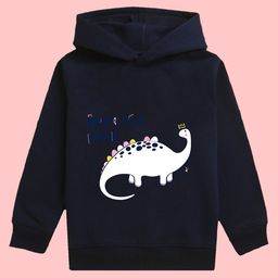 NUSYL Girls Dinosaur Printed Hooded Neck Long Sleeve Fleece Pullover Sweatshirt-image-32