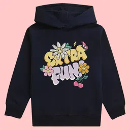 NUSYL Girls Typography Printed Hooded Fleece Pullover Sweatshirt-image-63
