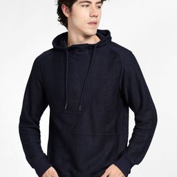 Jack & Jones Men Blue Solid Hooded Sweatshirt-image-64