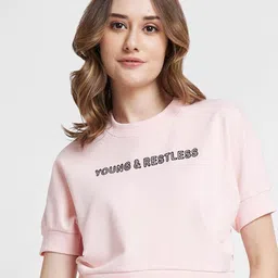 SPYKAR Typography Printed Crop Sweatshirt-image-27