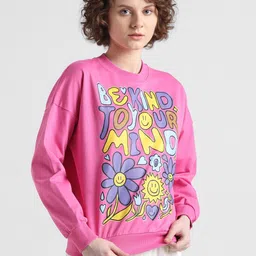 ONLY Onlkind LS Typography Printed Pullover Pure Cotton Sweatshirt-image-7