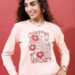 Tokyo Talkies Women Peach-Coloured Printed Sweatshirt-image-97