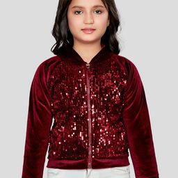 Peppermint Girls Embellished Hooded Front Open Sweatshirt-image-6