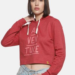 Campus Sutra Women Maroon Printed Hooded Sweatshirt-image-106