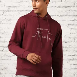 NOBERO Typography Printed Hooded Long Sleeve Fleece Pullover Sweatshirt-image-23