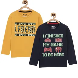 3PIN Boys Pack of 2 Yellow & Blue Printed Cotton Sweatshirt-44