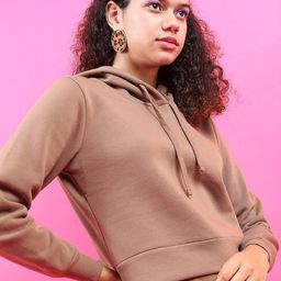 Tokyo Talkies Women Brown Hooded Sweatshirt-image-60