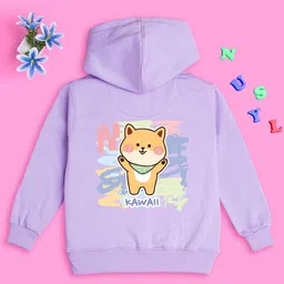 NUSYL Girls Graphic Printed Hooded Fleece Sweatshirt-image-64