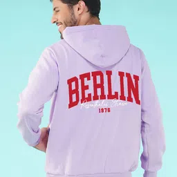 NUSYL Typography Printed Hooded Fleece Pullover-image-69