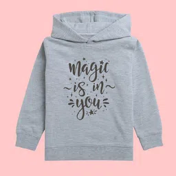 NUSYL Girls Typography Printed Hooded Fleece Pullover-picture-10