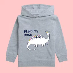 NUSYL Girls Dinosaur Printed Hooded Neck Long Sleeve Fleece Pullover Sweatshirt-picture-9