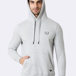 Van Heusen Men Grey Solid Hooded Neck Media Pocket Sweatshirt-image-24