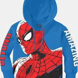 BONKIDS Boys Blue & Red Spider Man Printed Hooded Sweatshirt-15