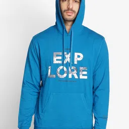 Wildcraft Men Blue Printed Hooded Cotton Sweatshirt-image-84