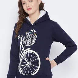 FirstKrush Women Navy Blue Printed Hooded Sweatshirt-picture-52