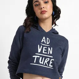 Campus Sutra Printed Hooded Cotton Crop Sweatshirt-picture-23
