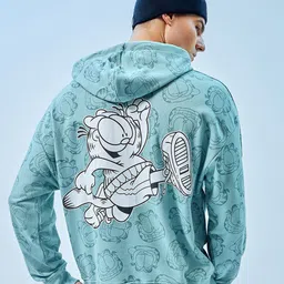 Bewakoof Official Garfield Merchandise Garfield Chase Graphic Printed Oversized Hoodies-picture-34