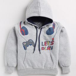 Toonyport Kids Grey Printed Hooded Fleece Sweatshirt-picture-10