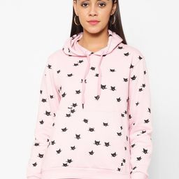 Popster Women Pink Printed Hooded Sweatshirt-image-62