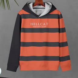 HELLCAT Boys Typography Printed Hooded Long Sleeves Cotton Pullover-image-37