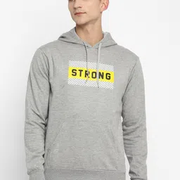 OFF LIMITS Men Grey Melange Cotton Hooded Sweatshirt-27