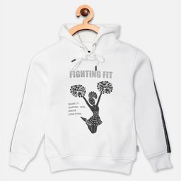 Crimsoune Club Girls White Printed Hooded Sweatshirt-picture-36