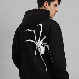 GRIFFEL Graphic Printed Hooded Fleece Oversized Pullover-image-47