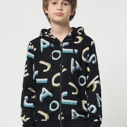 Jack & Jones Junior Boys Typography Printed Hooded Sweatshirt-image-89