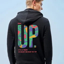 Bewakoof Dont Grow Up Typography Printed Hooded Sweatshirt-image-18