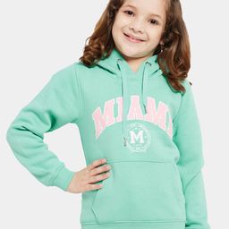 METTLE Girls Typography Printed Hooded Long Sleeves Fleece Pullover-picture-26