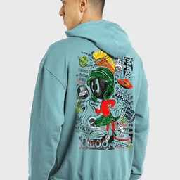 Bewakoof Official Looney Tunes Merchandise Marvin Graphic Printed Oversized Hoodies-image-76