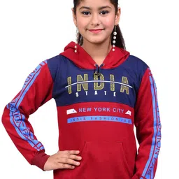 BAESD Girls Typography Printed Full Sleeve Cotton Hooded Sweatshirt-image-92