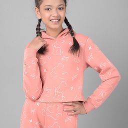 Crimsoune Club Girls Graphic Printed Hooded Crop Pullover Sweatshirt-image-45