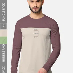 BULLMER Men Pack Of 2 Green & Taupe Printed Cotton Hooded Sweatshirt-image-84
