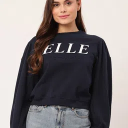 ELLE Women Blue Printed Sweatshirt-image-48