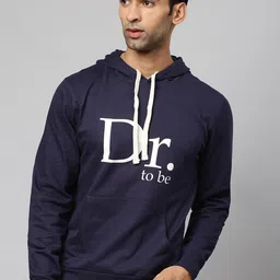 Campus Sutra Men Navy Blue Printed Hooded Cotton Sweatshirt-picture-8