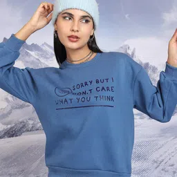 Tokyo Talkies Blue Typography Printed Sweatshirt-image-89