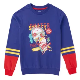 Cub McPaws Boys Navy Blue Printed Pure Cotton Sweatshirt-image-49