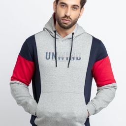 Status Quo Men Grey & Coral Colourblocked Cotton Sweatshirt-image-34