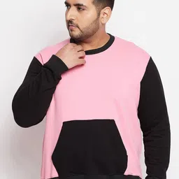 Bigbanana Men Pink Colourblocked Sweatshirt-image-88